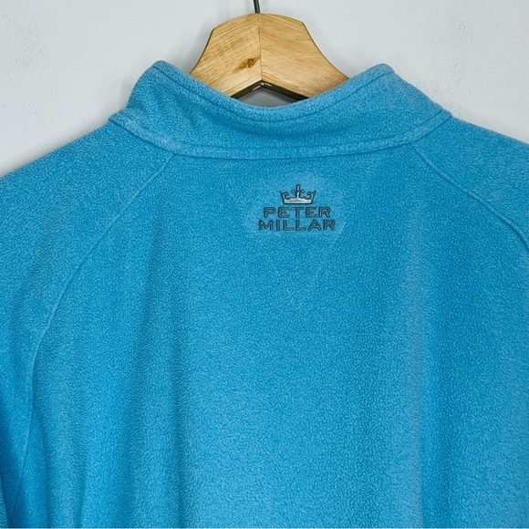 Peter Millar Warmth Blue Fleece 1/4 Button Snap Pullover XL - Picture 6 of 6